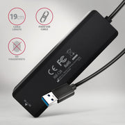 Axagon HUE-C2A gränssnittshubbar USB 3.2 Gen 1 (3.1 Gen 1) Type-A 5000 Mbit/s Svart