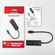 Axagon HUE-M1C gränssnittshubbar USB 3.2 Gen 1 (3.1 Gen 1) Type-C 5000 Mbit/s Svart