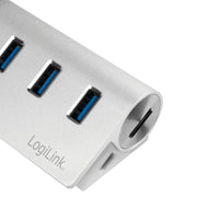 LogiLink CR0045 gränssnittshubbar USB 3.2 Gen 1 (3.1 Gen 1) Type-A 5000 Mbit/s Silver