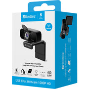 Sandberg 134-15 webbkameror 2 MP 1920 x 1080 pixlar USB 2.0 Svart