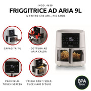 Ariete 4630/03 Single 9 l 1500 W Varmluftsfritös Vit