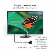 CLUB3D DVI-A TO VGA CABLE M/M 3m/ 9.8ft 28 AWG Svart