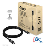 CLUB3D CAC-1575 USB-kablar USB4 Gen 2x2 2 m USB C 20 Gbit/s 240 W Svart
