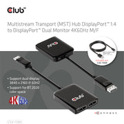 CLUB3D CSV-7220 videokabeladapter 1 m DisplayPort HDMI + DisplayPort Grå