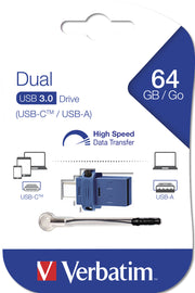 Verbatim Dubbel USB-enhet typ-C/USB 3.0