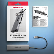Axagon HMC-H3A dockningsstationer för bärbara datorer Kabel USB 3.2 Gen 1 (3.1 Gen