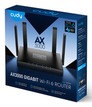 Cudy WR3000 trådlös router Gigabit Ethernet Dual-band (2,4 GHz / 5 GHz) Svart