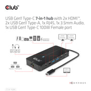 CLUB3D CSV-1595 dockningsstationer för bärbara datorer USB 3.2 Gen 1 (3.1 Gen 1)