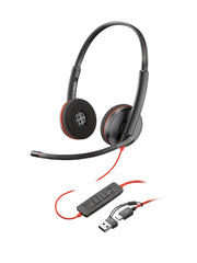 HP Poly Blackwire 3220 Stereo USB-C Black Headset +USB-C/A-adapter (volymköp)