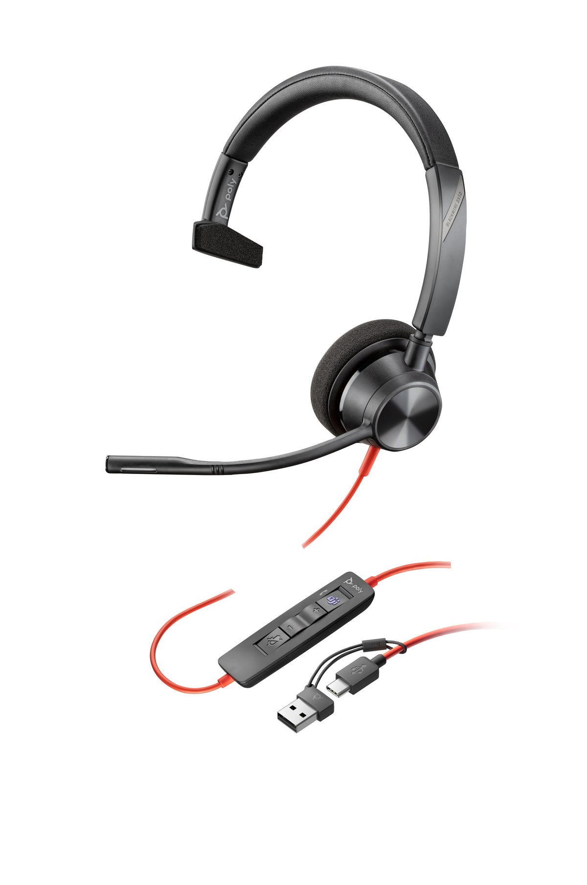 HP Poly Blackwire 3310 Monaural Microsoft Teams Certified USB-C Headset