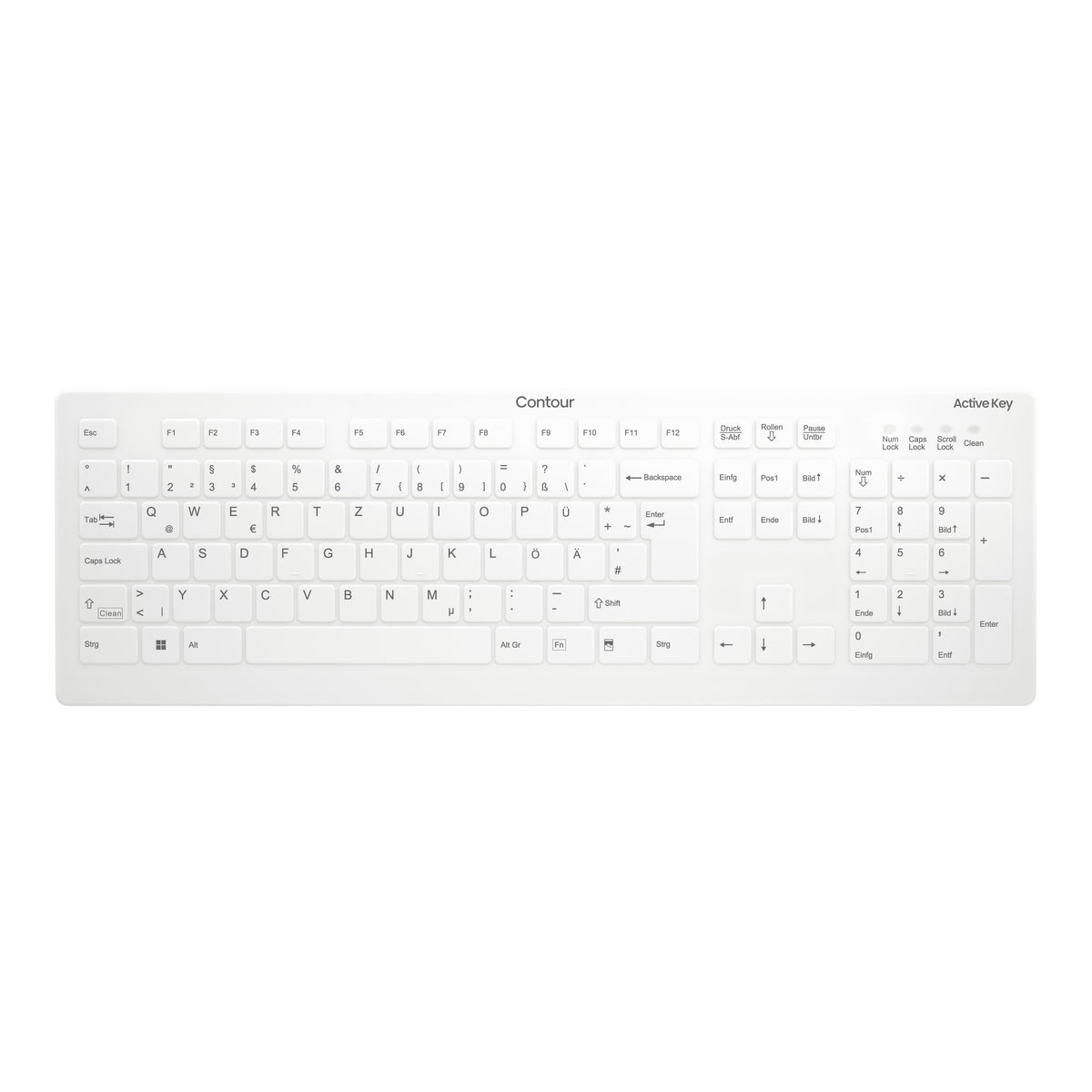 Contour Design Active Key AK-C8112 tangentbord Medical RF Trådlös QWERTZ tyska Vit