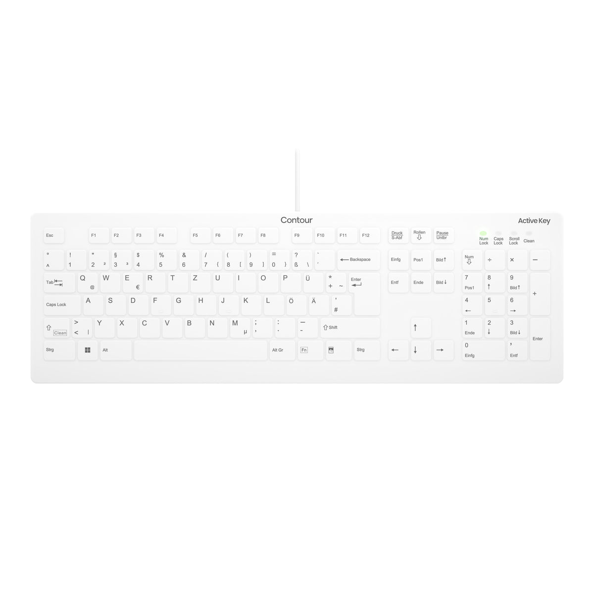 Contour Design Active Key AK-C8112 tangentbord Medical USB QWERTZ tyska Vit
